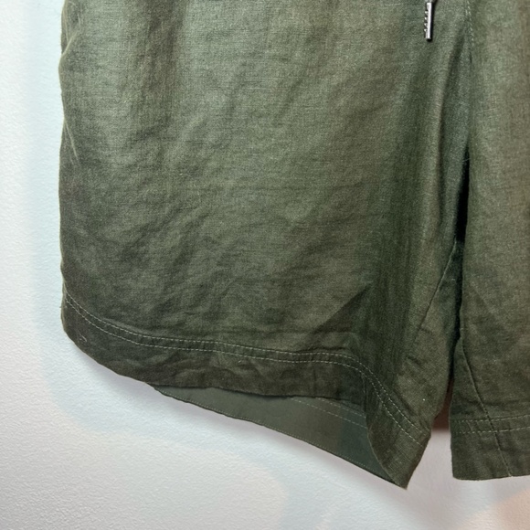 Athleta Women's 100% Linen 8" Shorts Olive Green Pull On Pockets Lightweight  10 - Picture 5 of 10